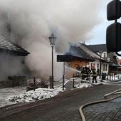 Pożar na rynku w Lanckoronie