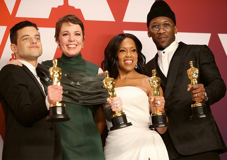 Aktorzy nagrodzeni Oscarami: (od lewej) Rami Malek, Olivia Colman, Regina King i Mahershala Ali.