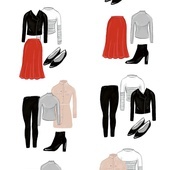 Przykład zestawiania dopasowanych do siebie elementów garderoby.
