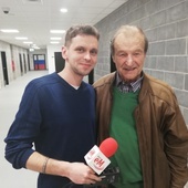 Legenda Górnika Zabrze - Stanisław Oślizło z reporterem Radia eM Mateuszem Kornasem
