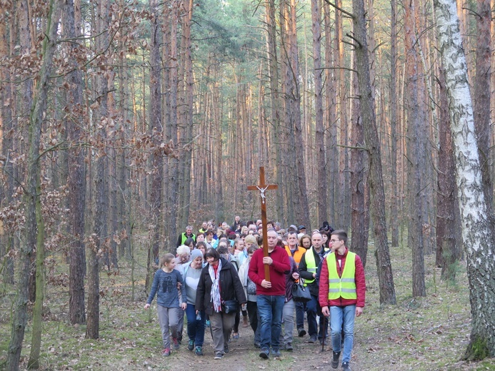 Droga z krzyżem wiodła m.in. przez lasy i pola, z dala od asfaltowych dróg.