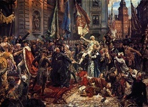 Jan Matejko, „Konstytucja 3 maja 1791 roku”. Autorzy książki stawiają kontrowersyjną tezę, że to konstytucja doprowadziła do upadku Polski.