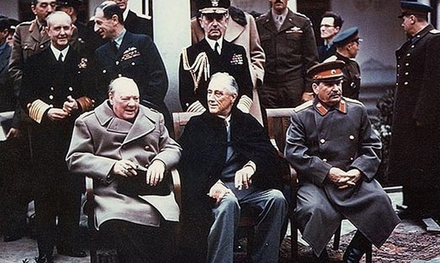 Winston Churchill, Franklin D. Roosevelt i Józef Stalin w Jałcie.