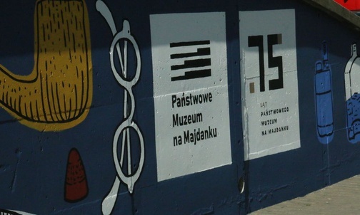 Mural z okazji 75-lecia Muzeum na Majdanku.