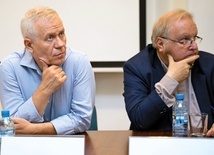 Marek Jurek i Aleksander Hall na konferencji z okazji 40. rocznicy wydania Deklaracji Ideowej Ruchu Młodej Polski.