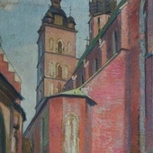Adolf Hyła, „Widok na kościół Mariacki w Krakowie”.