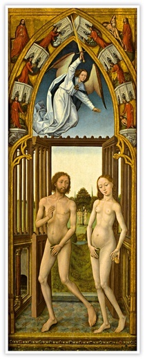 Artysta nieznany, zwany Mistrzem OdkupieniaWygnanie z rajuolej na desceok. 1450Muzeum PradoMadryt
