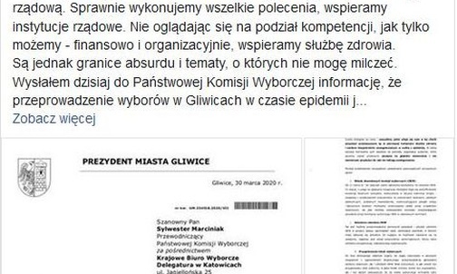 Adam Neumann: Przeprowadzenie wyborów w Gliwicach w czasie epidemii jest niemożliwe