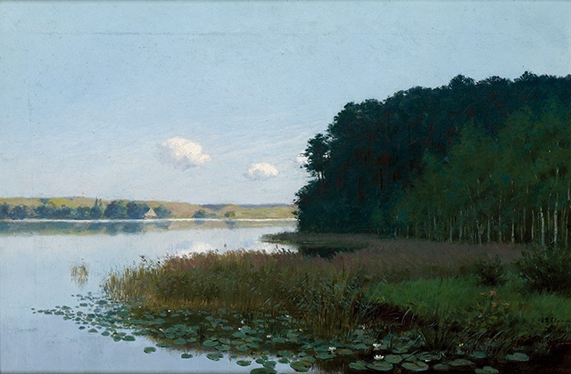 Na portalu Muzeum Narodowego można zobaczyć w dużym rozmiarze m.in. piękny obraz Stanisława Witkiewicza (1851–1915) „Jezioro z nenufarami”.