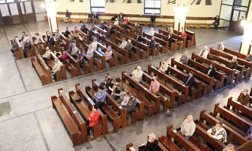 W bielskim kościele NSPJ 22 maja 2020 r., podczas Mszy św. w 25. rocznicę papieskiej wizyty w Bielsku-Białej.