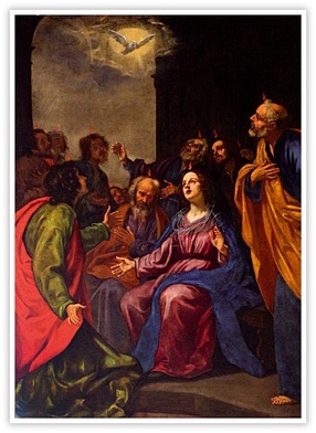 Jacopo Vignali "Zesłanie Ducha Świętego"; olej na płótnie, 1648 r. kościół San LorenzoBorgo di San Lorenzo (Toskania)