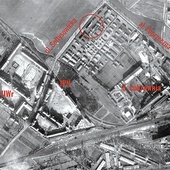 Burgweide na zdjęciu lotniczym wykonanym 1 lutego 1945 r. przez aliantów. Naniesiono współczesne nazwy punktów orientacyjnych.