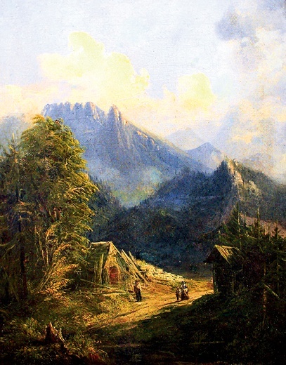 Alfred Schouppé, „Góra Giewont na wprost Zakopanego”, ok. 1850 roku.