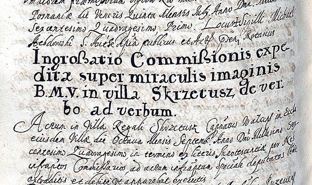 Fragment oryginalnego tekstu sprawozdania z badań komisji teologicznej z 1640 roku.