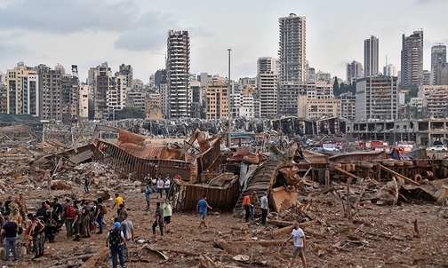 Zniszczony Bejrut po wybuchu