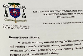 List bp. Romana Pindla na Niedzielę Rodziny.