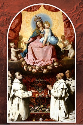 Francisco de Zurbarán "Madonna Różańcowa adorowana przez kartuzów", olej na płótnie, 1638–1639, Muzeum Narodowe Poznań
