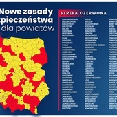 W strefie czerwonej znajdzie się 152 powiatów, czyli prawie połowa Polski