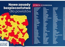 W czerwonej strefie: Lublin, Chełm, Zamość oraz powiaty - janowski, lubelski, łęczyński, łukowski, puławski, rycki, świdnicki, włodawski