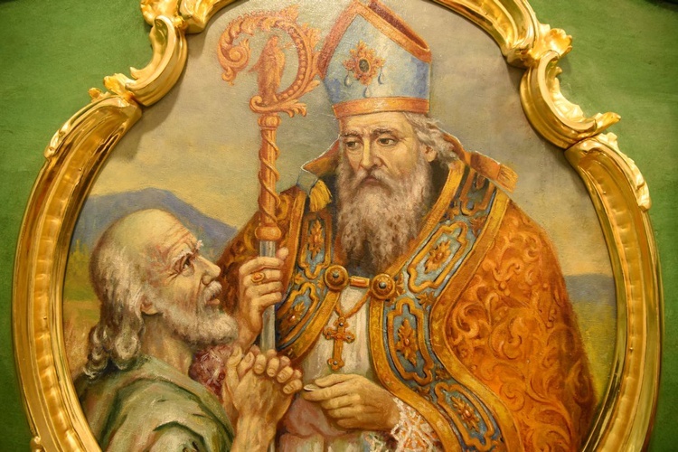Odnowiony obraz św. Marcina z głównego ołtarza.