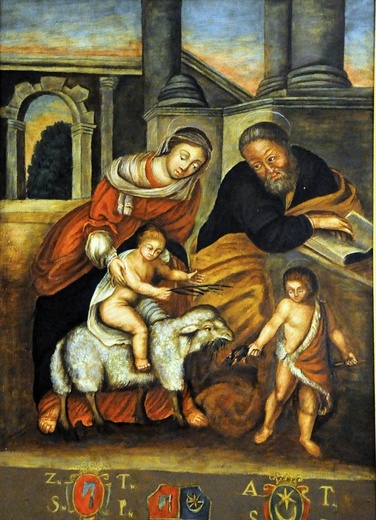Fragment obrazu Świętej Rodziny ze św. Janem  Chrzcicielem z Luszowic.