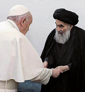 Papież Franciszek i ajatollah Al-Sistani.