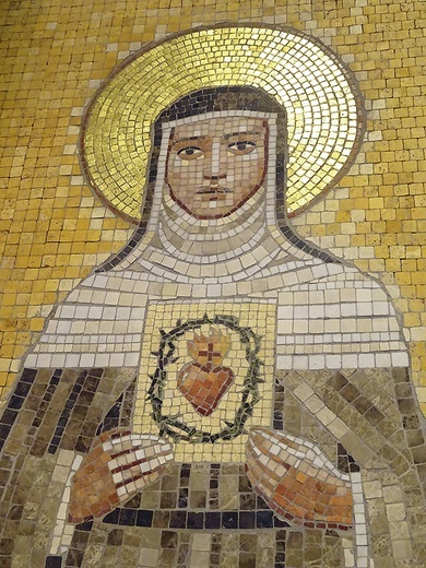 ▲	Św. Małgorzata Maria Alacoque – fragment mozaiki u św. Alberta Wielkiego w Gliwicach (Szymon Prandzioch, 2012).