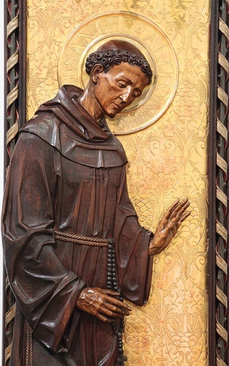 Święty Antoni Padewski, rzeźba Bruna Tschotschela z kościoła pw. św. św. Apostołów Piotra i Pawła w Sycowie.
