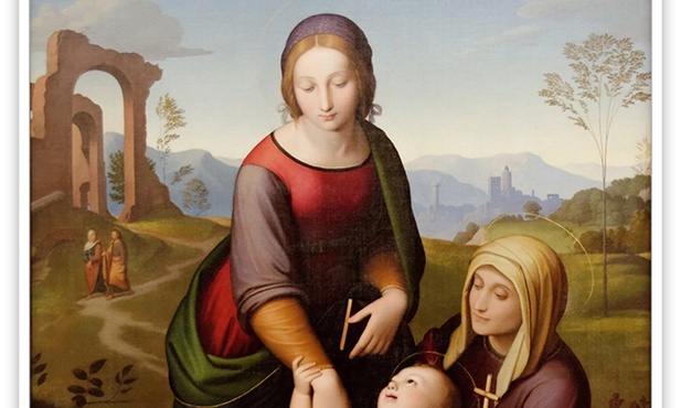 Johann Friedrich Overbeck "Maryja i św. Elżbieta z Jezusem i św. Janem Chrzcicielem", olej na płótnie, 1825 r. Nowa Pinakoteka, Monachium