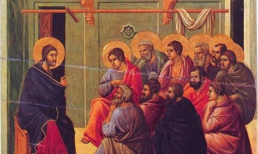 Duccio, Jezus uczy apostołów.