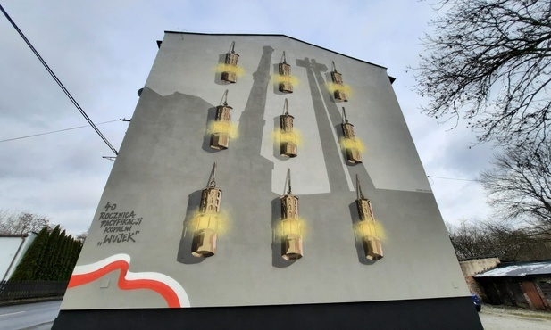 Katowice. Odsłonięto mural upamiętniający dziewięciu górników z kopalni Wujek. To inicjatywa kibiców GKS Katowice
