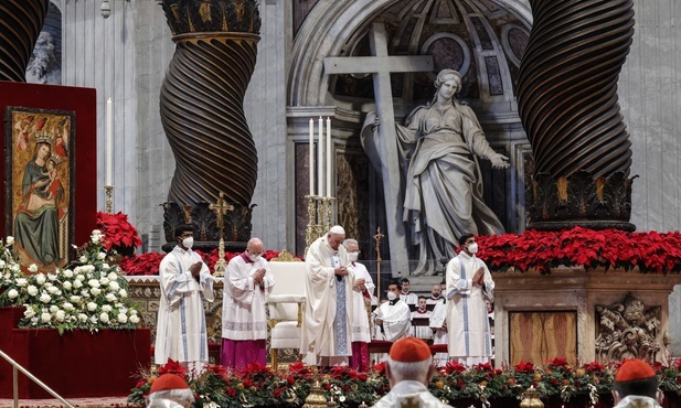 Franciszek podczas Mszy 1 stycznia 2022 roku