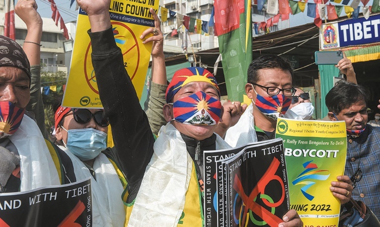 Tybetańczycy protestują przeciwko organizacji igrzysk przez Pekin.