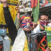 Tybetańczycy protestują przeciwko organizacji igrzysk przez Pekin.