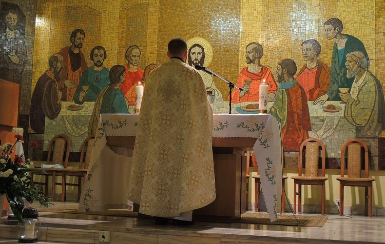 Podczas greckokatolickiej Boskiej Liturgii w kaplicy kościoła w Bielsku-Białej Leszczynach.