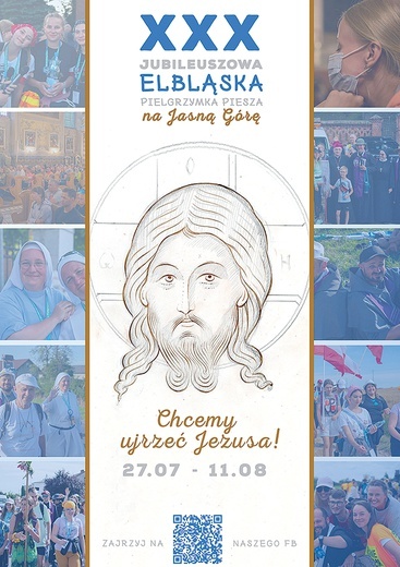 Plakat promujący Elbląską Pielgrzymkę Pieszą. 