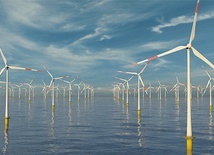 Morskie farmy wiatrowe zajmują ogromne powierzchnie. Z każdej turbiny poprowadzony jest kabel,  który przekazuje prąd na brzeg