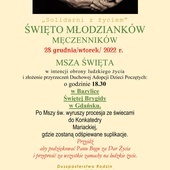 Solidarni z życiem - zaproszenie na święto Młodzianków Męczenników