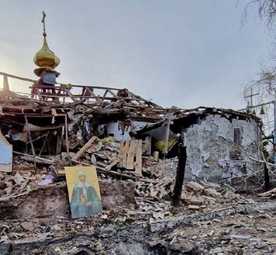 Ukraina: Z ostrzelanej w Wielkanoc cerkwi pozostała tylko mała kopuła i ikony