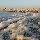 Włochy. Dziwna piana na plaży