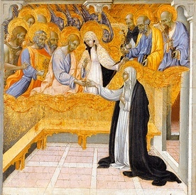 Giovanni di Paolo „Mistyczne zaślubiny św. Katarzyny ze Sieny”, tempera na desce,  ok. 1460 roku.