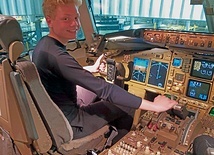 Filip w kokpicie samolotu