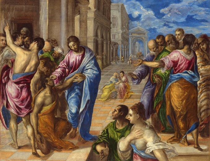 Chrystus uzdrawiający niewidomego, Domenikos Theotokopoulos zwany El Greco, Wenecja/Rzym ok. 1570 r.