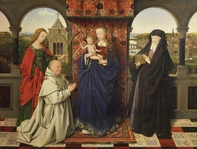 Jan van Eyck Madonna z Dzieciątkiem, świętymi i donatorem olej na desce, ok. 1441–1443 Frick Collection, Nowy Jork 