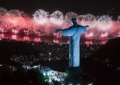 Powitanie Nowego Roku w Rio de Janeiro, na plaży Copacabana. 1.01.2024 Brazylia