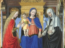 Maryja z Dzieciątkiem i świętymi na obrazie z XV wieku