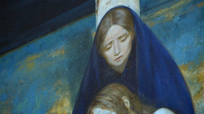 Fragment jednej ze stacji nowej Drogi Krzyżowej w Bazylice Watykańskiej