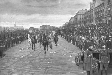 Wkroczenie wojsk polskich do Cieszyna po rozejmie z Czechami w lutym 1919 r.