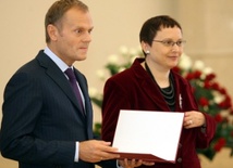 Premier Donald Tusk i minister edukacji narodowej Katarzyna Hall