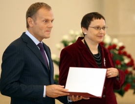 Premier Donald Tusk i minister edukacji narodowej Katarzyna Hall